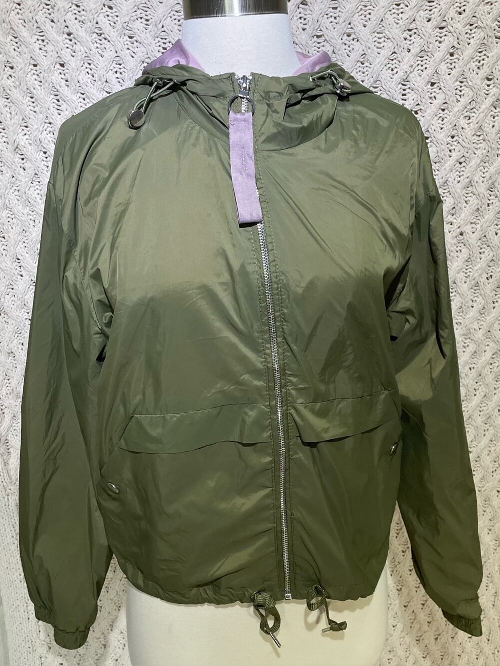 Ashley By 26 International Olive Green Jacket with Lavender Lining size M women